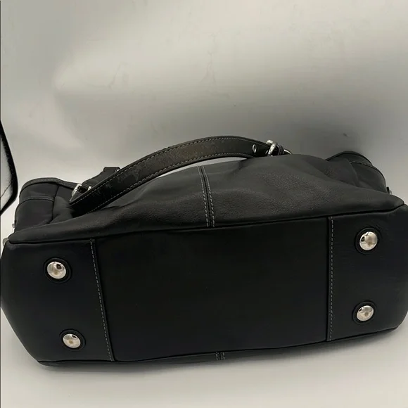 Coach Black Leather Shoulder Bag with Silver Hardware - Picture 6 of 9